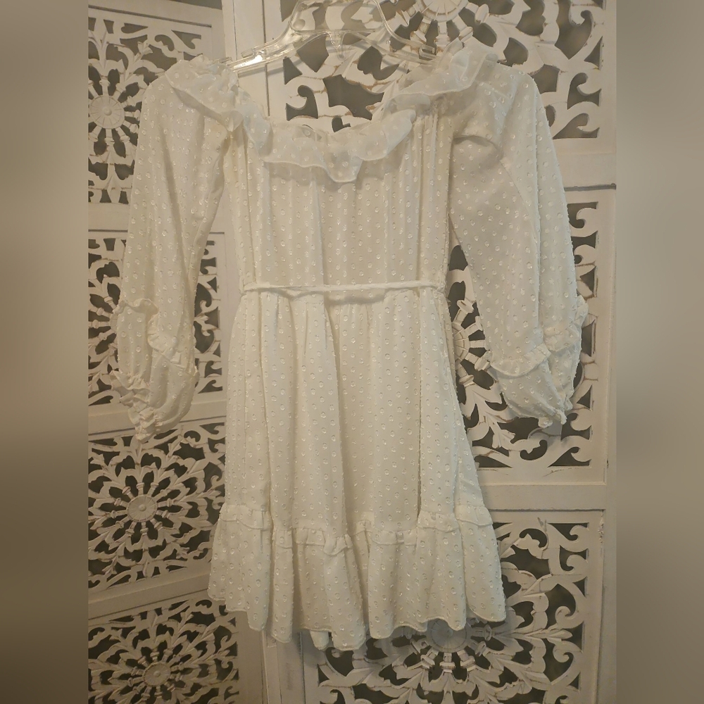 Polly White Ruffle Dress - Picture 5 of 6